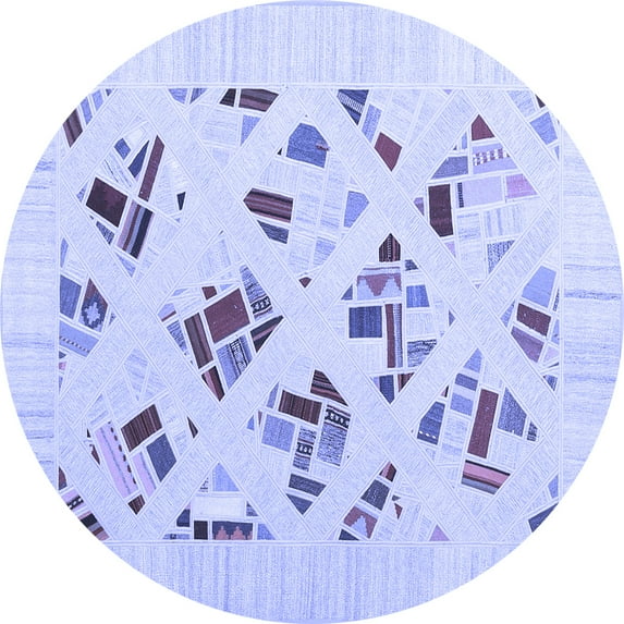 Ahgly Company Machine Washable Indoor Round Solid Blue Modern Area Rugs, 5' Round