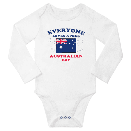 

Everyone Loves a Nice Australian Boy Baby Long Slevve Bodysuit Unisex Gifts (White 18-24 Months)