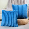 thumbnail image 1 of SURJDE Royal Blue Striped Decorative Throw Pillow Covers 22x22 Inch Set of 2,Square Fall Decorations Couch Pillow Case,Soft Cozy Faux Rabbit & Velvet Back,Modern Home Decor for Bed, 1 of 6