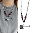thumbnail image 2 of Niche Beaded Collarbone Chain Temperament Simple Cold Wind Necklace Flame Guitar Five-pointed Star Stitching Chain, 2 of 4