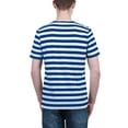 thumbnail image 3 of T-shirt pour hommes INSPIRE CHIC à rayures vintage à col rond et manches courtes 38 Bleu royal, 3 of 7