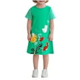thumbnail image 2 of LOVZFMLL Toddler Kids Cute Solid Color Print Short Sleeve Stretchy Dress A Line Dress, 2 of 3