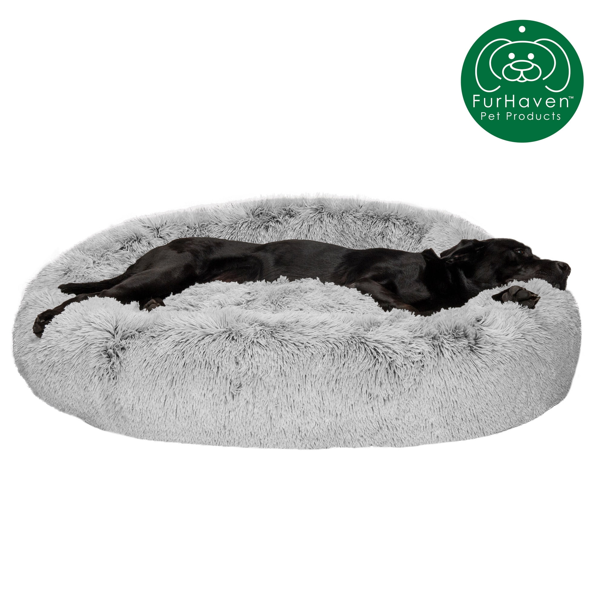 FurHaven Pet Products Calming Cuddler Long Faux Fur Donut Pet Bed
