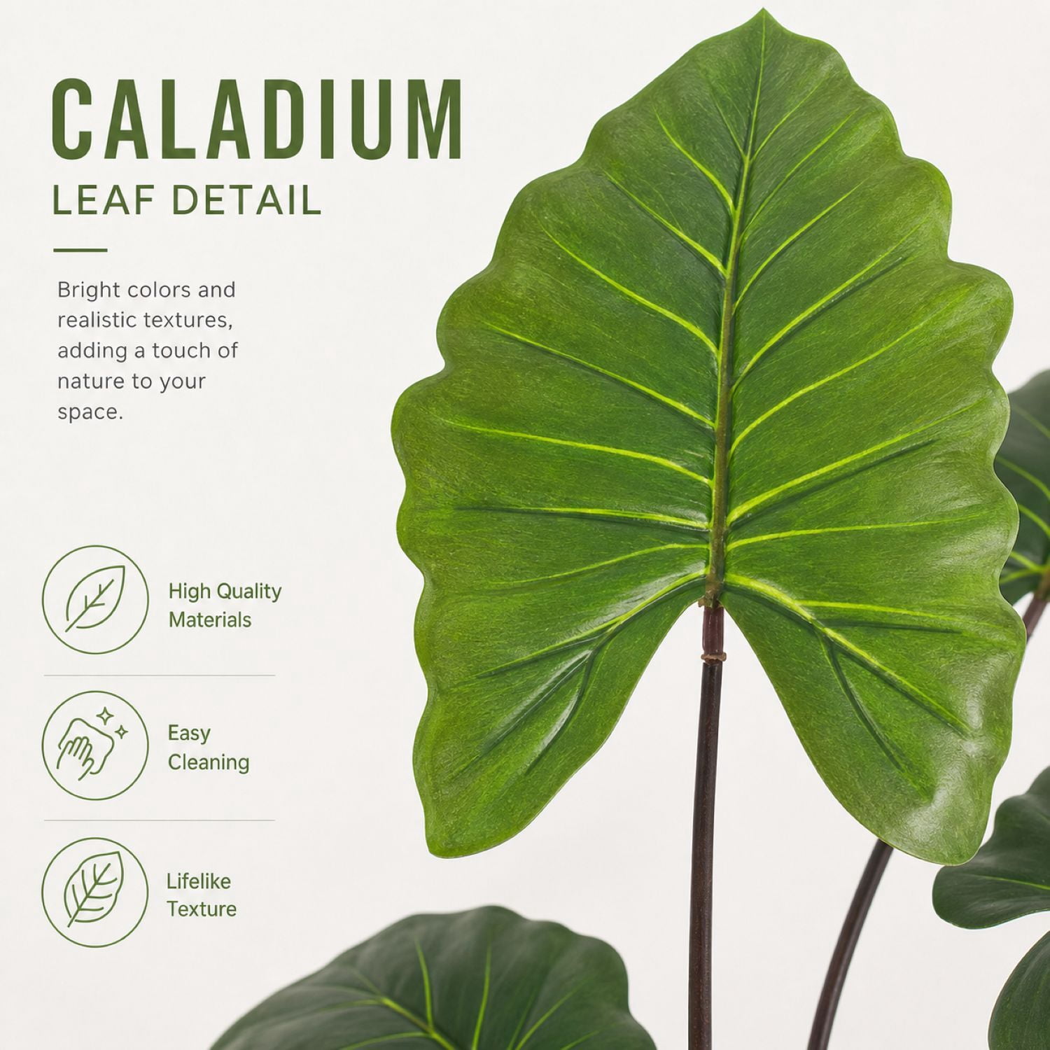 Easy4Home 4.3FT Artificial Plant Fake Caladium Plant Potted Indoor Faux Floor Plant for Home Office Decor, Green