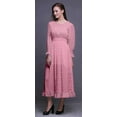 thumbnail image 3 of Bimba Block Women Long Sleeve SmockedDressRound Neck Ruffle Summer Maxi-XXX-Large, 3 of 5