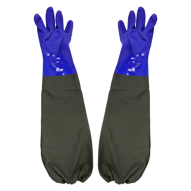 1 Pair Waterproof Aquarium Gloves Long Rubber Gloves Fish Tank