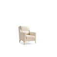 thumbnail image 2 of Lisonu Luna Modern Accent Chair, Contemporary Armchair with Solid Wood Frame, Ivory Textured Fabric & Leatherette Detail for Living Room, 2 of 6
