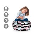 thumbnail image 2 of Cartoon Storage Toy Bag Chair, Butterflies Clouds Flowers and Hearts Pattern with Monochrome Stripes, Stuffed Animal Organizer Washable Bag, Small Size, Pale Pink Pale Blue, by Ambesonne, 2 of 3