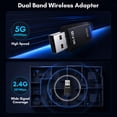 thumbnail image 5 of Atzeste AX900 WiFi 6 USB WiFi Adapter, 2.4G/5G Dual Band Wireless Network Adapter for PC Desktop, MU-MIMO WiFi Dongle, Supports Windows 11/10/8/8.1/7, 5 of 6