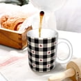 thumbnail image 3 of Yiaed Black Plaid Heart Print Ceramics Coffee,Large Handle Design,Extra Large Tea and Coffee Cup for Office and Home Mugs, 3 of 6