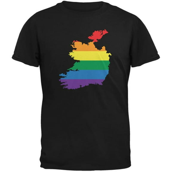Ireland LGBT Gay Pride Rainbow Black Adult T-Shirt - 2X-Large