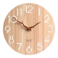 thumbnail image 1 of Reloj de pared digital grande de madera, redondo y silencioso, de 12 pulgadas y con pilas. Sin hojas, 1 of 7