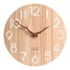 thumbnail image 1 of Reloj de pared digital grande de madera, redondo y silencioso, de 12 pulgadas y con pilas. Sin hojas, 1 of 7