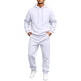thumbnail image 2 of Hearthz Fleece Sweatsuits for Men 2 Piece Tracksuit Long Sleeve Drawstring Fuzzy Jogging Suit Hooded Set Athletic Men Sweatsuits White XXXL, 2 of 7