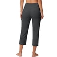 thumbnail image 4 of Hearthz Women Capris for Summer High Waisted Wide Leg Cropped Yoga Pants Soft Comfy Lounge Capris Leggings for Women Dark Gray XXL, 4 of 7