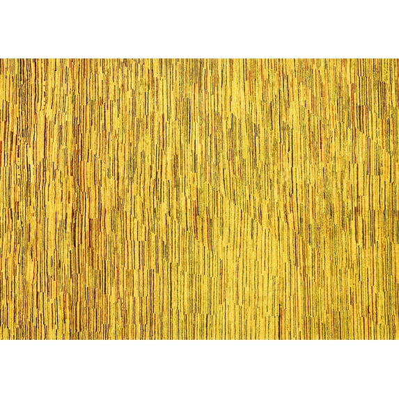 Ahgly Company Machine Washable Indoor Rectangle Oriental Yellow Modern Area Rugs, 5' x 7'
