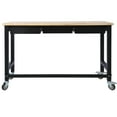 thumbnail image 2 of YesFashion 60" Workbench Wide Rolling Workbenches Adjustable Height, Workshop Tool Bench, Metal with Rubber Wood Top Work Station for Garage Indoor Office, 2 of 7