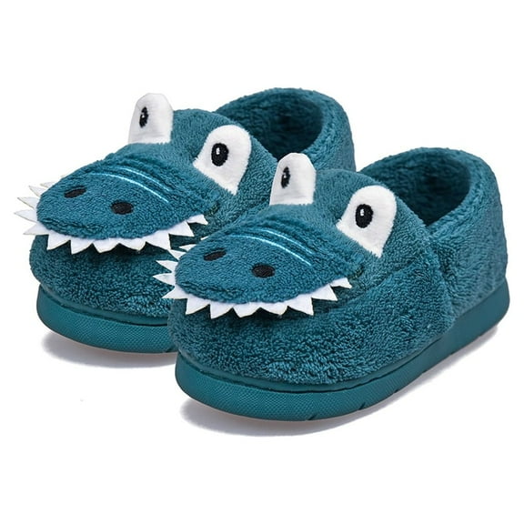 SUYSTEX Toddler Girls Boys Winter Warm Slippers Plush Aline Cute Cartoon Dinosaur Bedroom House Indoor Shoes