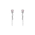 thumbnail image 5 of Shiny Pink Crystal Heart Tassel Earrings for Women Creative Zircon Stud Bowknot Drop Dangling Earrings Y2K Party Jewelry Gifts, 5 of 9