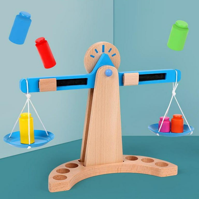 Wooden Balance Scale Learning Material Accessories Recognition & Counting  Addition Toy DIY for Boys Girls Ages 4 Years Old Pretend Play 