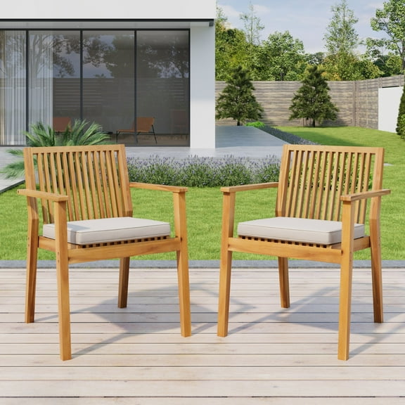 Christopher Knight Home Outdoor Dining Armchair with Cushion, Natural Beige, Set of 2