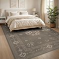 thumbnail image 3 of ODIKA 8'x10' Brown Beige Geometric Medallion Design Washable Area Rug Intricate Moa-01-Mh-Cocoa-Stone Motif Durable, Non-Slip for Living Room, Under Sectional, Family, 3 of 7
