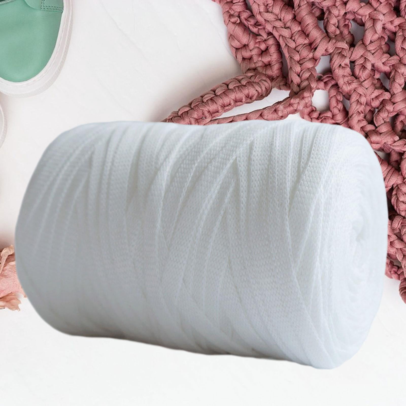 Knitting Yarn Spaghetti Yarn Blanket Cushion, Crocheting Chunky Yarn, Fabric Cloth Yarn for Rugs Bags, Cushion Throw Blanket White