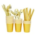 thumbnail image 3 of Uclet Tableware Disposable Gold Color Plastic Tableware Cutlery Spoon Fork Set 25PC Hot Party, 3 of 4