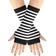 thumbnail image 1 of Nvzi Guantes sin dedos Guantes sin dedos de muñeca con orificio para el pulgar Guantes de invierno cálidos sin dedos para hombre - Negro Blanco, 1 of 5
