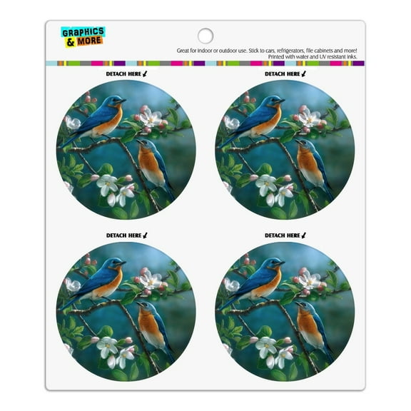 Eastern Bluebirds Blue Birds Thrush Refrigerator Fridge Locker Vinyl Circle Magnet Set