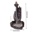 thumbnail image 4 of 1pc Ceramic Buddha Hand Backflow Incense Burner, Lotus Fish Home Decor (Without Incense), 4 of 6
