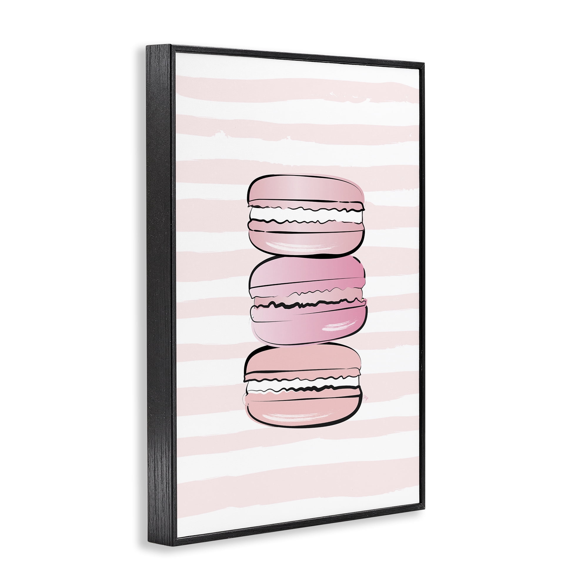 Stupell Industries Blush Pink Macarons Food & Beverage Painting Black Framed Art Print Wall Art, 12 x 18