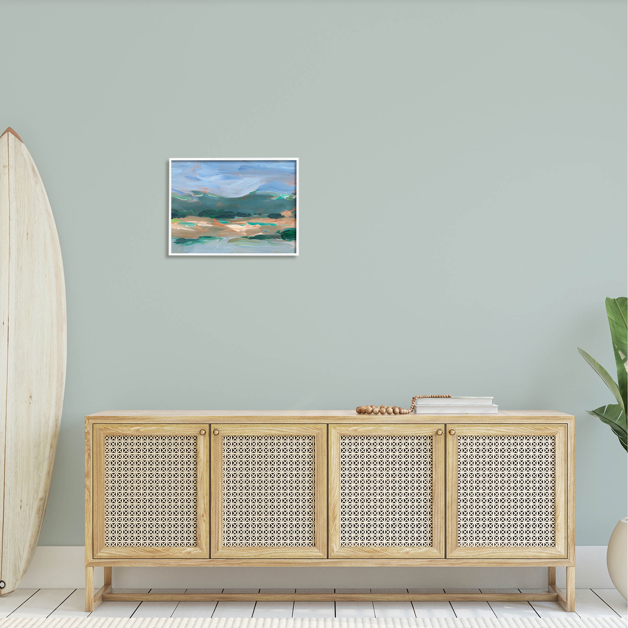 Abstract Landscape Blue Sky Scenery Landscape Painting White Framed Art Print Wall Art