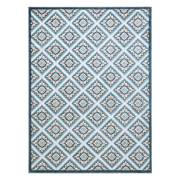 TOWN & COUNTRY EVERYDAY Brooks Retro Geo Indoor Outdoor Area Rug, UV Fade Resistant, High-Low Pile, Blue/Multi, 3'11"x5'2"