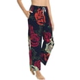 thumbnail image 3 of Kdxio Women's Comfy Stretch Roses SkullsPrint Drawstring Pajama Pants-Medium, 3 of 9