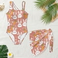 thumbnail image 4 of SEANATIVE Girls One-Piece Swimsuits with Mesh Cover-up Skirt One-Piece Bathing Suits Back Cutout Stylish Stretch Swimwear for Kids Teenagers, Size 11-12, Cute Rabbit Floral Easter Egg Pink, 4 of 7