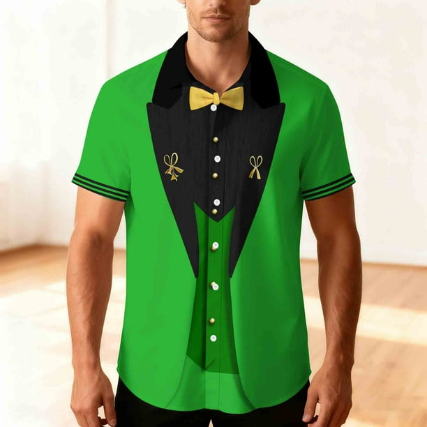 Ceisia St. Patrick's Day Men's Unisex Hawaiian Shirt | Summer Beach Casual Short Sleeve Button Down Gift Printed Top