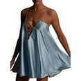 thumbnail image 2 of ITFABS Women’s Solid Color Hollow V-neck Chain Suspender A-line Short Dress, 2 of 6