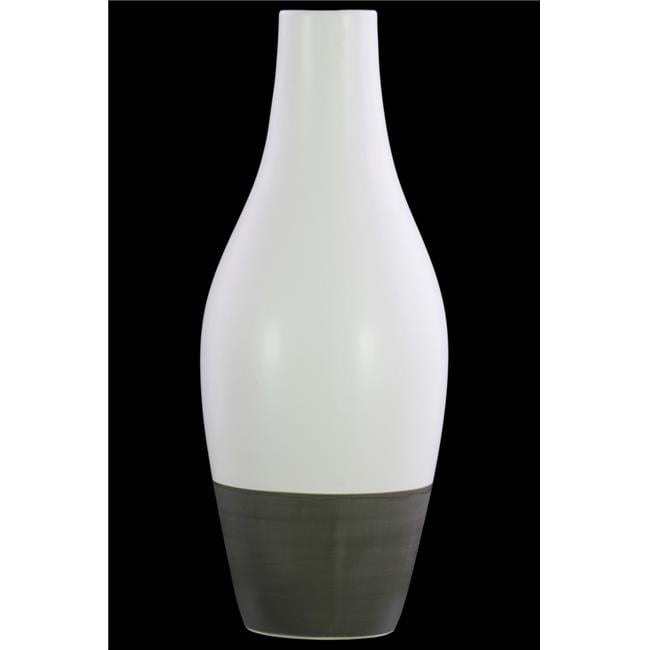 Stoneware Bellied Round Vase with Small Mouth & Long Neck & Tapered