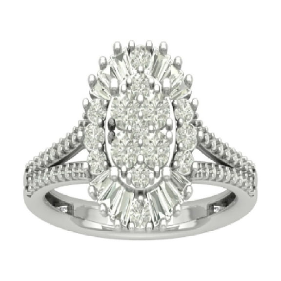 Araiya 14K White Gold Diamond Halo Ring (1 cttw, I-J Color, I2-I3 Clarity), Size 7