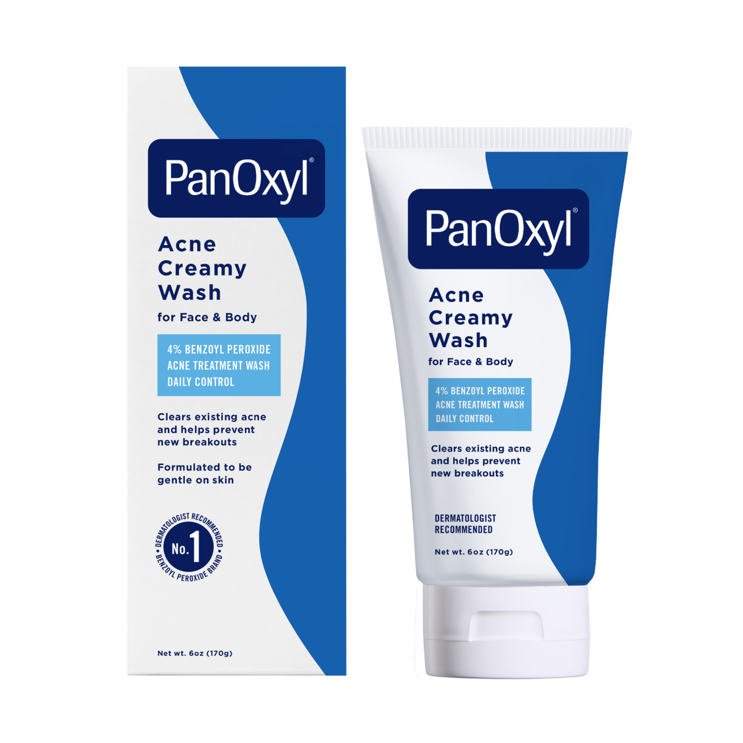 PanOxyl 4% Benzoyl Peroxide Acne Creamy Wash, Clear Acne, 6.0 Oz