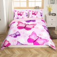 thumbnail image 1 of Erosebridal Housse de Couette Papillon de Rêve Très Grand, Housse de Couette Rose Violet Très Grand, Literie Réversible à Motif de Fleurs de Dessin Animé Format Très Grand, Décoration de Chambre en Microfibre, 3 Pcs (Sans Couette), 1 of 7