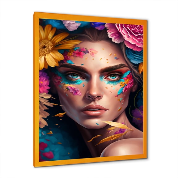 Designart Floral Sensual Woman Portrait III Framed Wall Art