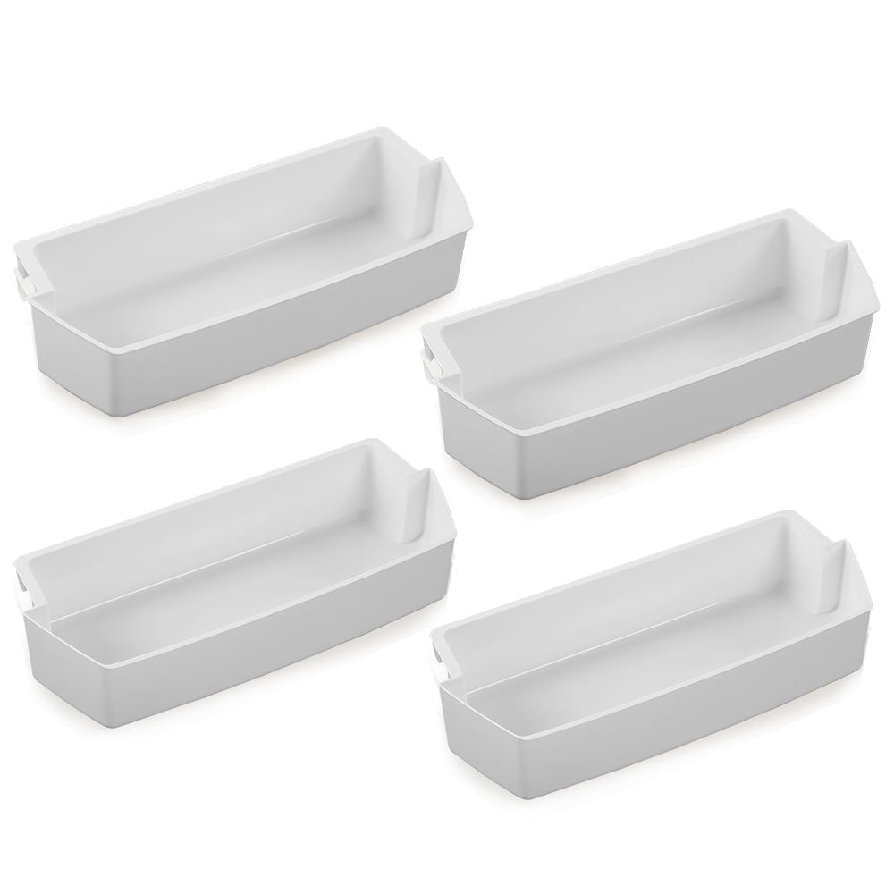 CROSSDESIGN 4 Packs White Shelf Bin Replacement Fit for Kenmore Whirlpool Refrigerator 218717