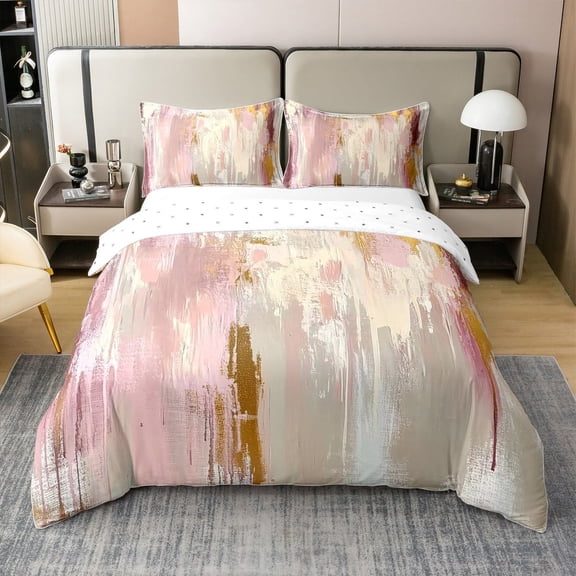 Erosebridal Abstract Artwork 100% Cotton Duvet Cover Queen Size,Oil Painting 100% Cotton Comforter Cover Queen,Splash Room Decorative,Reversible,Ultra Soft,3-Piece(No Comforter)