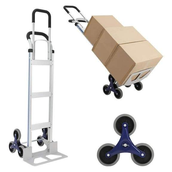 Pinypikaka Stair Climbing Cart 440 lbs Load Capacity, Aluminum Hand Truck Dolly with Dual Handles & Nonslip Rubber Wheels, Multipurpose Stair Climber for Warehouse Shopping Airport