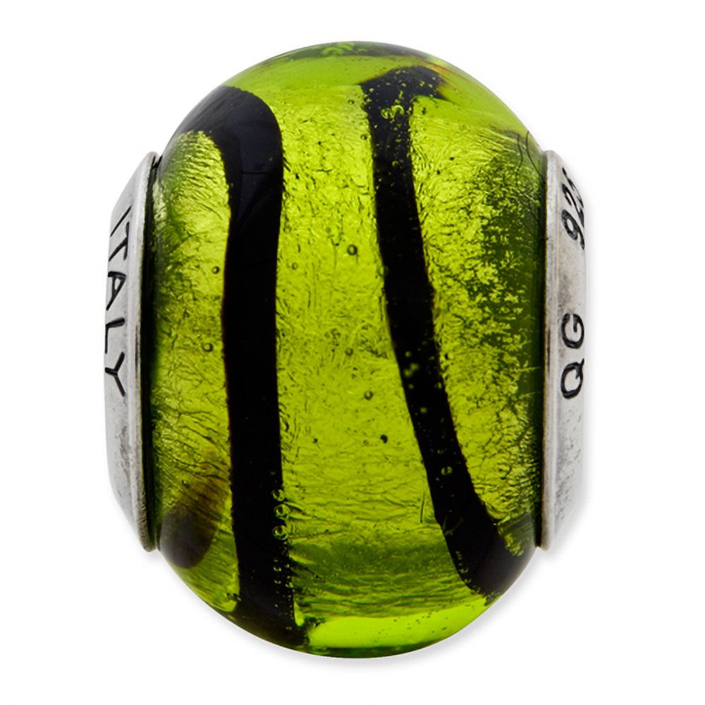 Reflection Beads Sterling Silver Reflections Green/Black Italian Murano Bead - image 2 of 3