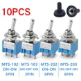 thumbnail image 4 of 10PCS MTS-102 103 202 203 3Pins 6 Pins Mini Toggle Switch For Switching Lamp Light ON-OFF-ON /ON-ON Switch 6A 125VAC, 4 of 5