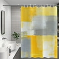 thumbnail image 4 of Yellow Stall Shower Curtain, Watercolor Yellow Contemporary Brush Strokes Oil Painting Abstract Geometric Bathroom Curtain Bathtub Decor Waterproof Fabric with Hooks, 36" Wx72 L, 4 of 6