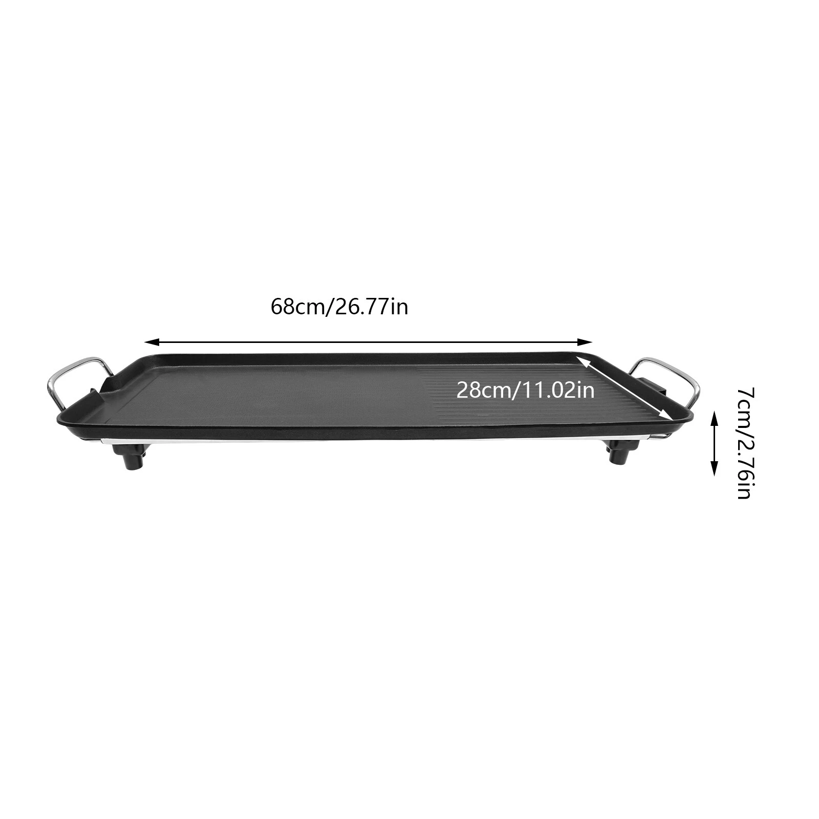 Healthy Grill with Oil-Draining Spout & Adjustable Bracket – 2 Anti-Scald Handles, 4 Non-Slip Feet, 110V US Plug – for Picnics, Camping & Parties